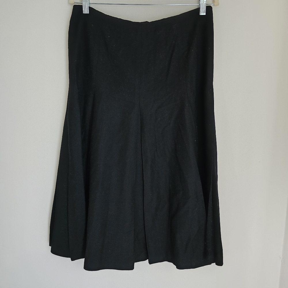 Talbot Black Wool Blend Lined Pleated Skirt Size 12 - Picture 2 of 12